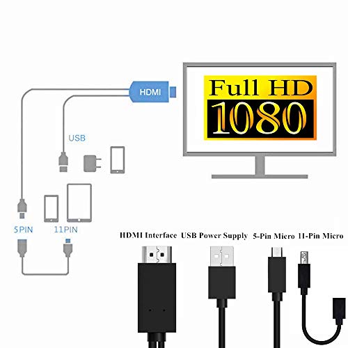 MHL Micro USB to HDMI Adapter Cable, MHL to HDMI Adapter for Android Devices, MHL to HDMI Adapter with 1080P Video Output, MHL to HDMI HDTV Converter Cable (5pin+11pin) - Thumbnail 6