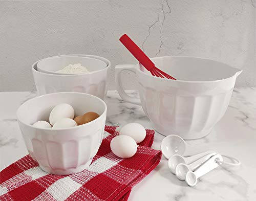 Gourmet Art 4-Piece Latte Heavyweight and Durable Melamine Prep and Serve Mixing Bowl Set, Blue, Home Essentials Cooking and Baking Tools, for Dry and Liquid Ingredients Kitchen and Everyday Use