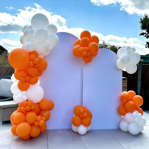 Image of YMSZ Orange Balloons Arch Kit, 134pcs Orange and White Balloons for Birthday, Graduation, Baby Shower Party Decorations