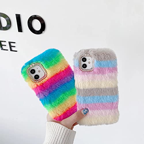 TYWZ Pluche Rainbow Case voor Samsung Galaxy S10 Plus, Girly Faux Konijnbont Pluizige Cover Stijlvolle Leuke Zachte… - Image 3