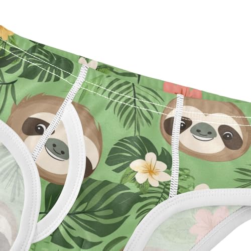 Wusikd Cute Sloth Face Boys' Underwear Cotton Tropical Leave Boys Briefs Soft Toddler Underwear 2T4