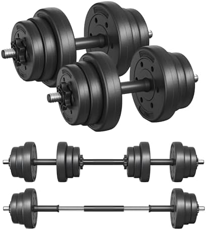 SONGMICS Mancuernas 2 en 1, Juego de Barra Corta, con T...