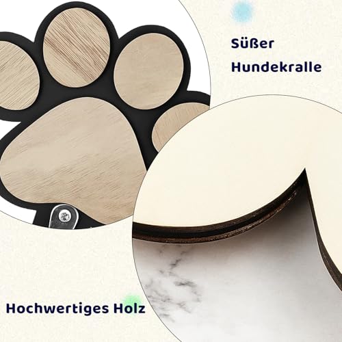 Qnvyw 2 Stück Hundepfotenhaken (Schwarz/Weiß) - Praktische Hundegarderobe mit Hundeleinen Halterung Wand
