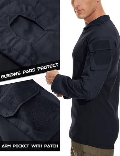 MAGCOMSEN Men's Tactical Military Shirts 1/4 Zip Long Sleeve Shirt with Pockets4