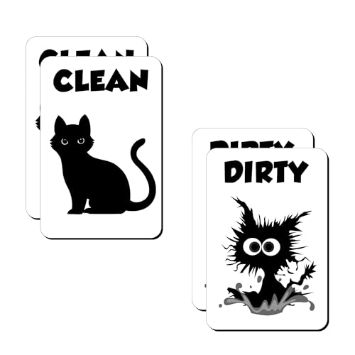 Imanes de gato negro doble cara para lavavajillas, pack 4