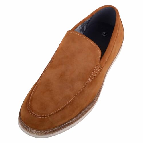 Image of ABSOLUTE FOOTWEAR Mens Easy Slip On Casual Boat Deck Shoe Loafer, Tan, UK 7 / EU 41