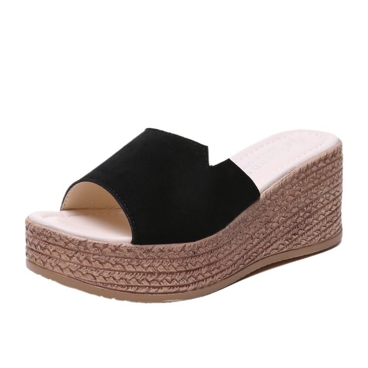 Wearing Waterproof Platform Sloping Heel Sandals with Thick Soles and High Heels on the Outside of Slippers