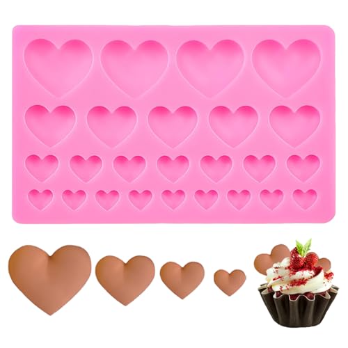 CEJAS Moule Silicone en Forme de Cœur, Moule à Chocolat Réutilisables avec 25 Cavité 1,3 1,7 2,6 3,6CM Moule en Silicone Antiadhésif pour Chocolat Bonbon...