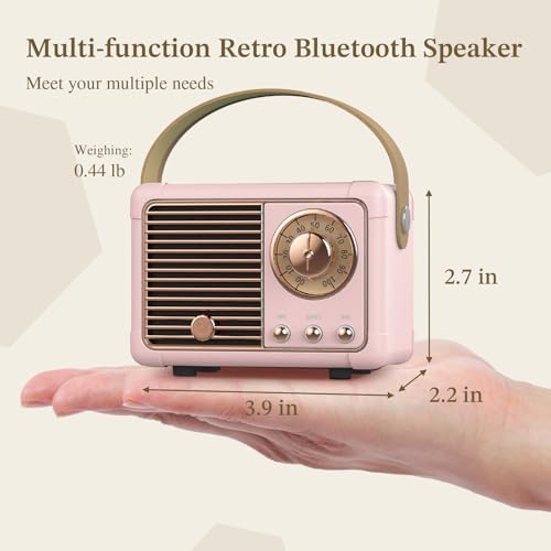 Image of PRUNUS Bluetooth Speaker, Mini Wireless Bluetooth Speaker,Cute Support USB /TF Card /AUX for Kitchen Desk Bedroom Office Party Outdoor(Pink)