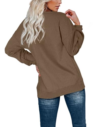 Image of OFEEFAN Womens Casual Sweatshirts Henley Button Up Long Sleeve Tunic Tops