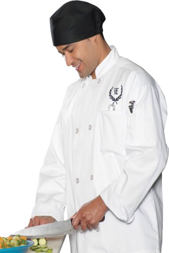 Edwards Garment Matching Buttons Full Cut Chef Coat, White, X-Small