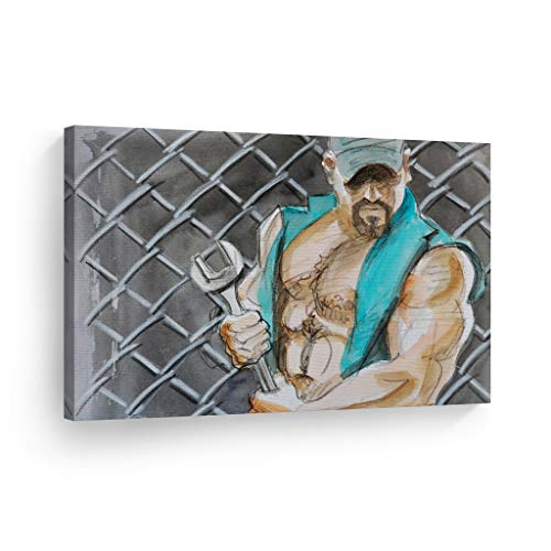 Smile Art Design Crescent Wrench Bear by Kenney Mencher Canvas Print Sexy Muscular