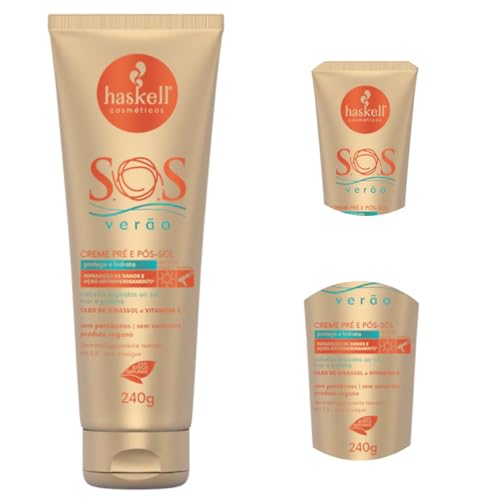 Creme Sem Enxague Pré E Pós Sol Haskell SOS Verao 240g - Com Proteção Solar e Térmica