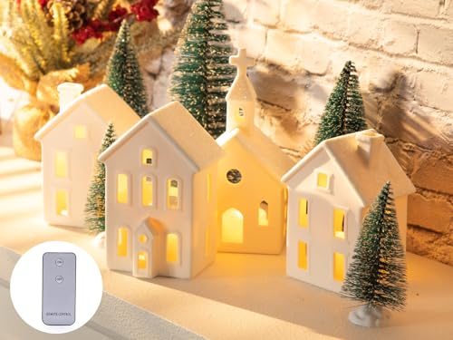 BUTITNOW 9 Pcs Christmas Village Figurines Sets...