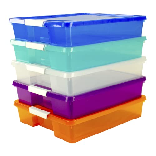 Storex Classroom Student Project Box, 15.25 X 13.25 X 3.25 Inches , Assorted Tints, 5-Pack (63202U05C), Standard Sized #TOP4