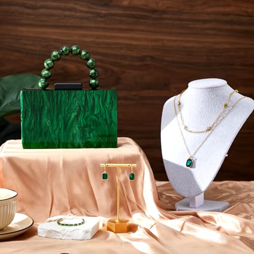 Image of Dansydaisy 4 Pcs Acrylic Clutch Bag for Women Evening Handbag Gold Layered Necklace Bracelet Earrings Set for Wedding Party