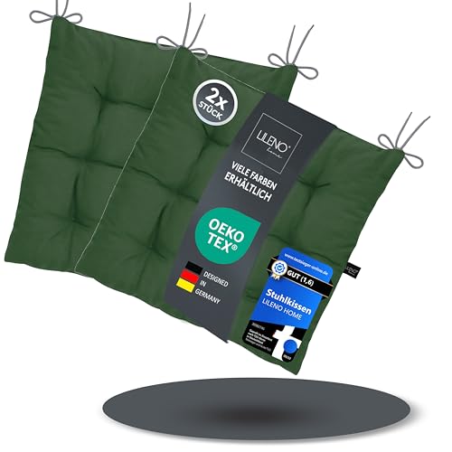 LILENO HOME 2er Set Stuhlkissen 25 Dunkelgrün (40x40x6 cm) - Sitzkissen für Garten, Küche oder Esszimmer - UV-beständige Indoor u. Outdoor Stuhlauflage als Stuhl-Kissen (Linda FUM) LILENO HOME 2er Set Stuhlkissen 25 Dunkelgrün (40x40x6 cm) - Sitzkissen für Garten, Küche oder Esszimmer - UV-beständige Indoor u. Outdoor Stuhlauflage als Stuhl-Kissen (Linda FUM)