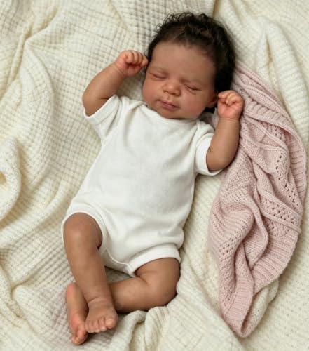 Muñeca Reborn Negra Realista 18 pulgadas miniatura 5