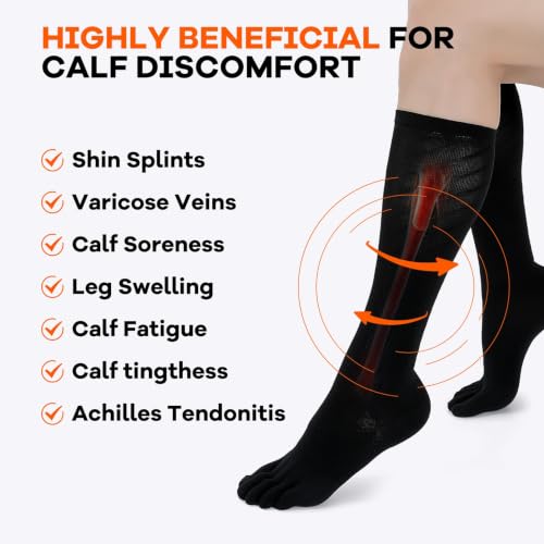 Image of Compression Toe Socks,Women Mens Knee High Toe Socks,Support for Running & Travel