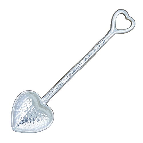 Cuillère à Sucre Deux Coeurs, Fait Main en Etain Fin - Fabrication Française