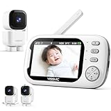 YISSVIC ベビーモニター 720P 3.5吋 回転ベビーカメラ 1.8m電源ケーブル付き 双方向音声通信 暗視機能付き見守りカメラ 温度検知 遠隔監視カメラ 出産祝い 日本語取扱説明書付