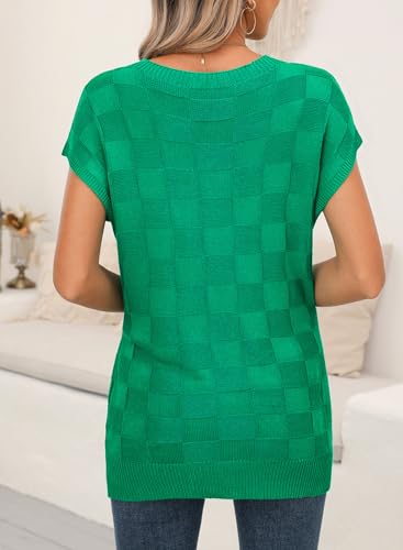 Image of SHEWIN Womens Fall Tops for Women Casual Crewneck Short Sleeve Shirts Cap Sleeve Knit Sweater Vest Summer Tops