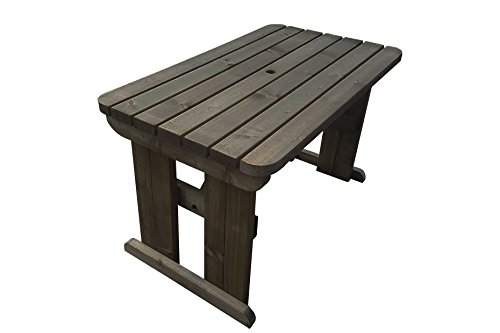 HOLLIES Rounded Wooden Garden Dining Picnic Table - Heavy Duty - Handmade Outdoor Furniture in UK - Pressure Treated (8ft, Rustic Brown)