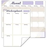 CUHIOY Kalender Monatsplaner Wochenplan Whiteboard Selbstklebend für Kühlschrank oder Wand – Für jede glatte Oberfläche, Mit Nanotechnologie, Kühlschrank Kalender 2022 für Familienplan Organisation