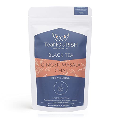 TeaNOURISH Ginger Masala Chai Tea | Authentic Indian Spices | Indian Ginger Tea | Loose CTC Tea | 100% NATURAL…