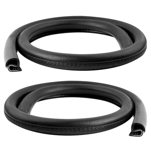 Figpade 2.62Ft Car Door Weather Stripping 2PCS Thickened Rubber Edge Trim with U-Shaped Metal Clips for Noise Reduction Push-in Car Door Seal Strip Black