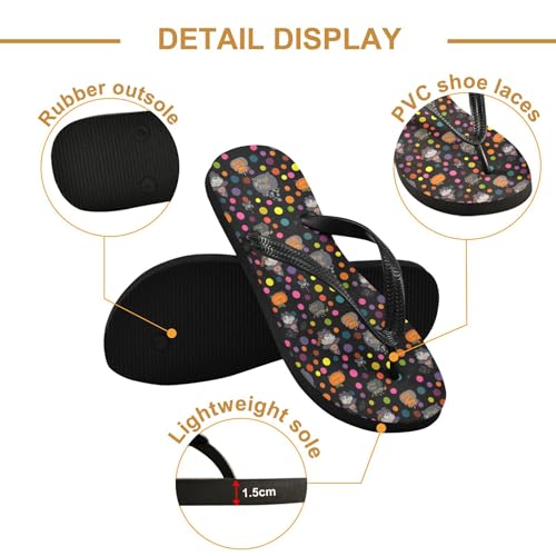 Burbuja Halloween Polka Dots Gnome Flip Flops for Women Men, Soft Thong Sandals Rubber Slippers for Pool Beach Essentials3