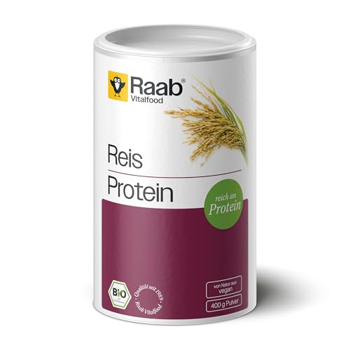 Raab Vitalfood Bio Reis-Protein Pulver mit 80 % pflanzlichem Eiweiß, aus biologischem Anbau, vegan, für Shakes, 400 g