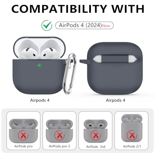 Image of Ljusmicker for AirPods 4 Case 2024 with Cleaner Kit,Dark Grey