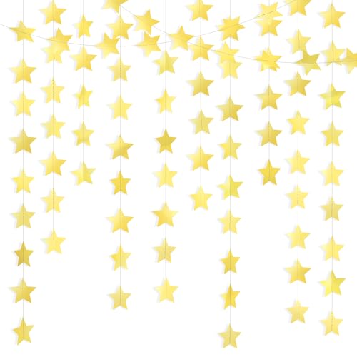 Metallic Gold Iridescent-Star-Garland 90FT...