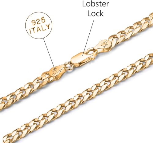 Savlano 14K Gold Plated Over Solid 925 Sterling Silver Italian Curb Cuban Link Chain Bracelet For Women & Men - Made in Italy Comes With a Gift Box2