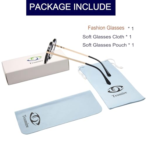 Image of Classic Round Glasses for men women Circle Blue Light Eyeglasses Hippie Style Non Prescription Eyewear