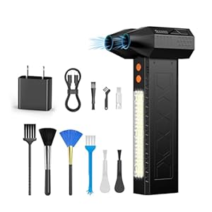 Plumero de aire eléctrico, salida de aire doble de 180000 rpm, ventilador turbo (10000 mAh), ventilador de chorro multiusos, soplador de aire de alta velocidad con 4 engranajes, soplador de