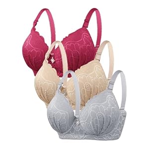 Push up Bras for Women 3pc Steel Ring Oversized Gathering Solid Comfortable Full Coverage Underwear Daily Brassiere