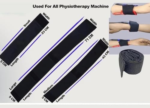 Image of Physio Therapy Machine Elastic Straps /Band /Velcro belt Black stripes for Placing Rubber Pads for All Physiotherapy Machine (2 Set of 6 piece)
