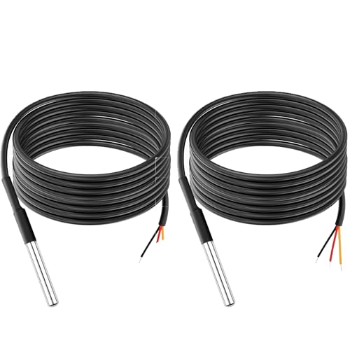 Image of Diymore 2pcs 10M DS18B20 Temperature Sensor Temperature Probe Stainless Steel Package Cable Waterproof Digital Thermostat Sensor Compatible with Arduino,Raspberry Pi and Shelly