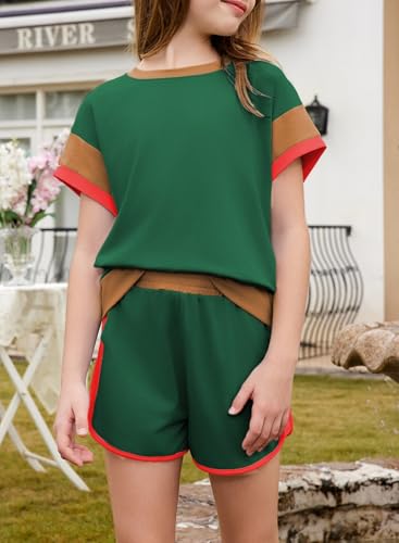 Image of blibean Girls Summer Clothes Sets Kids Colorblock Matching Outfits Size 6-15 Years
