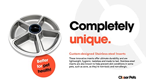 Closer Pets C500 5-Napf-Futterautomat mit Digitalem Timer – Für Katzen und Kleine Hunde, Nass- oder Trockenfutter, Inklusive Zwei Kühlakkus, 5 Mahlzeiten bis zu je 330 g, Weiß
