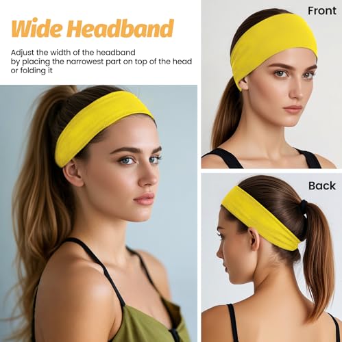 Image of Headbands for Women - 6 Pack Wide Elastic Hair Bands | Stretchy Sweatbands Hair Bands | Soft Sports Thin Head Bands | Non-Slip Accessories Bands for Fashion, Washing Face, Workouts, Yoga, Daily Use