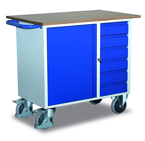 Werkstattwagen mit 6 Schubladen RAL7035 Lichtgrau Tischwagen Schrankwagen