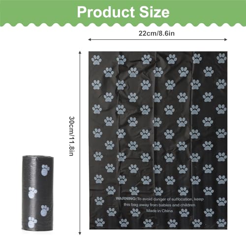 Miayical Hundekotbeutel 300 Tüten/20 Rollen, Auslaufsichere Kotbeutel mit Spender, Müllbeutel für Hunde, Biologisch Abbaubare Hundekotbeutel, Auslaufsicher, Extra groß, Wasserfest, Reißfest, Schwarz