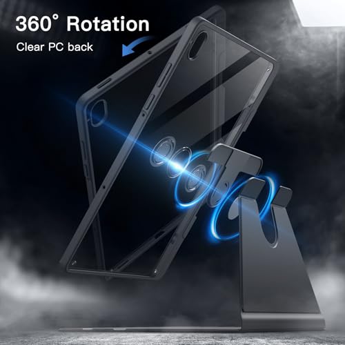 Image of JETech 360 Rotating Case for Samsung Galaxy Tab S11, Grey | Multi-Angle Stand Cover, Clear Back Design, Auto Wake /Sleep, S Pen Holder, Full Protection