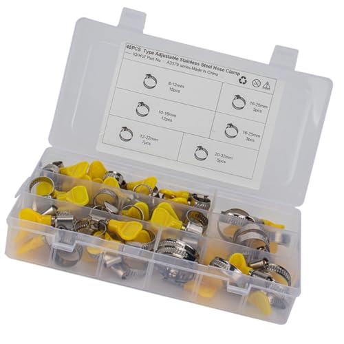 Garneck 45Pcs Gas Hose Clamp with Plastic Handle and Stainless Steel Clamps for Gas Tube for Natural Gas and Gasoline Piping Applications