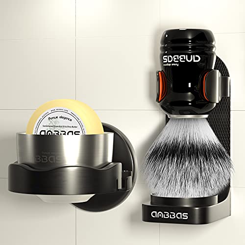 5IN1 Space-saving Shaving Set,Anbbas Synthetic Badger Hair Shaving Brush and Stainless Steel Soap Bowl,ABS Hanging Style Shaving Bowl and Brush Holders,3.5OZ Shaving Soap Refill for Men Wet Shave Kit