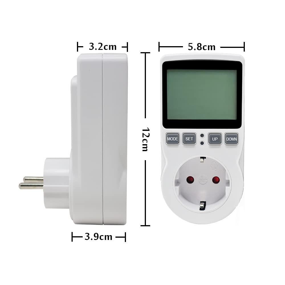 KETOTEK Medidor de Consumo Electrico, Monitor de Electricidad con Pantalla LCD Retroiluminada, Enchufe Medidor Consumo Energía 11 Modos, Protección contra Sobrecarga 3680W