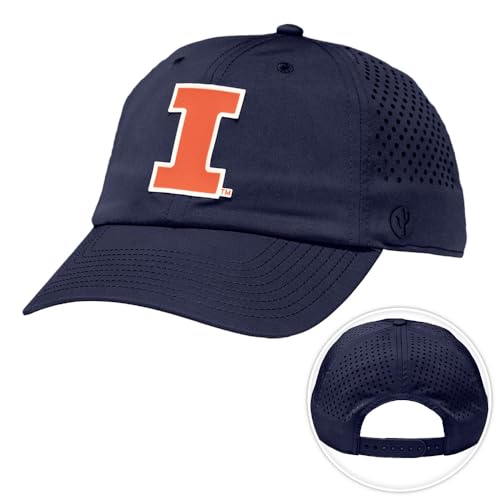 Desert Cactus University of Illinois Snapback Baseball Hat U of I Fighting Illini Unstructured BreezePro Performance Hat with Adjustable Silicone Strap (Design BP3-Navy E)